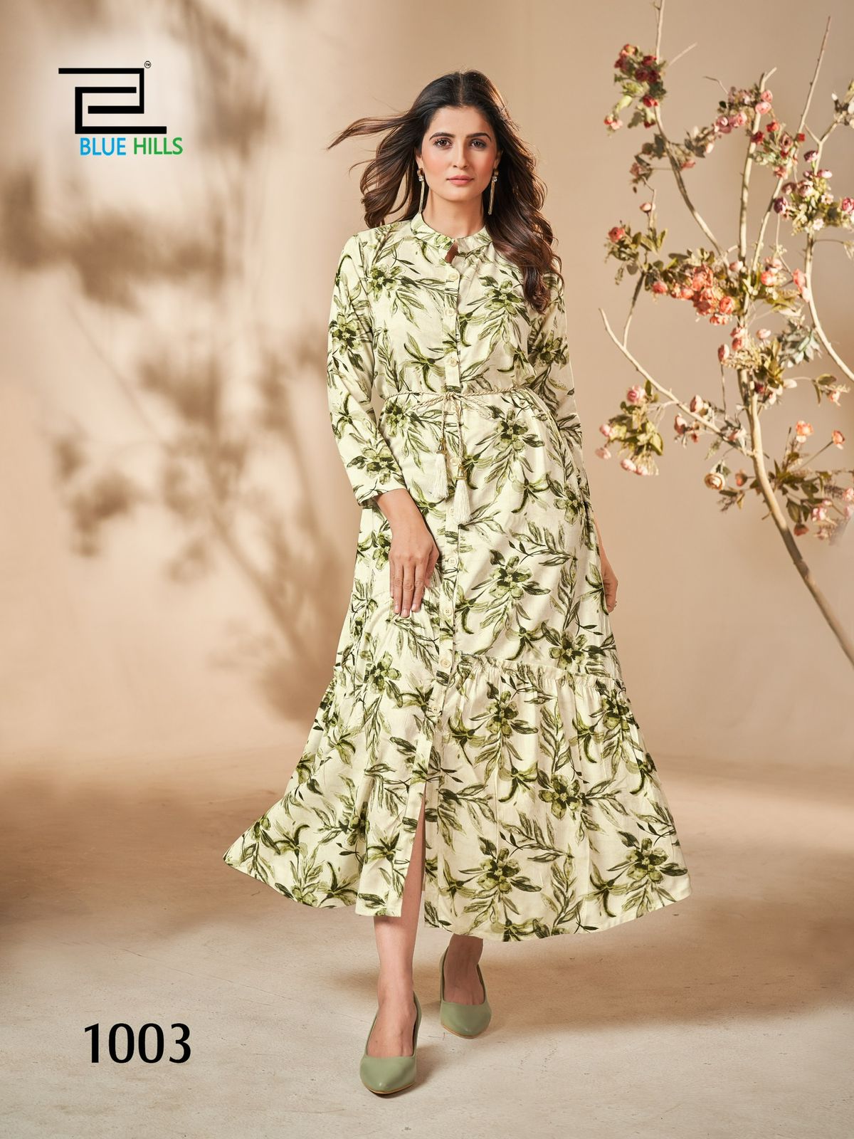 Sajni By Blue Hills Rayon Printed Party Wear Long Kurtis Wholesale Market In Surat